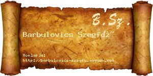 Barbulovics Szegfű névjegykártya